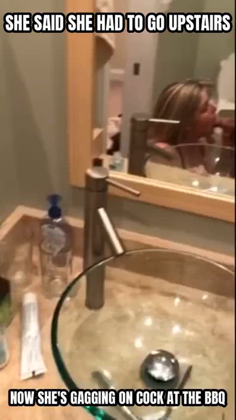 Captions Bathroom and Blonde — mirror